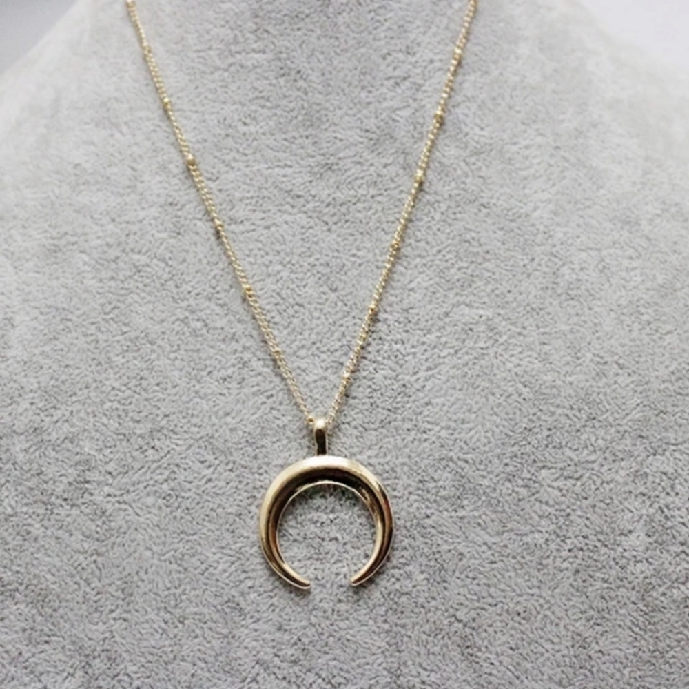Gold Crescent Moon Necklace - Picture 2 of 2